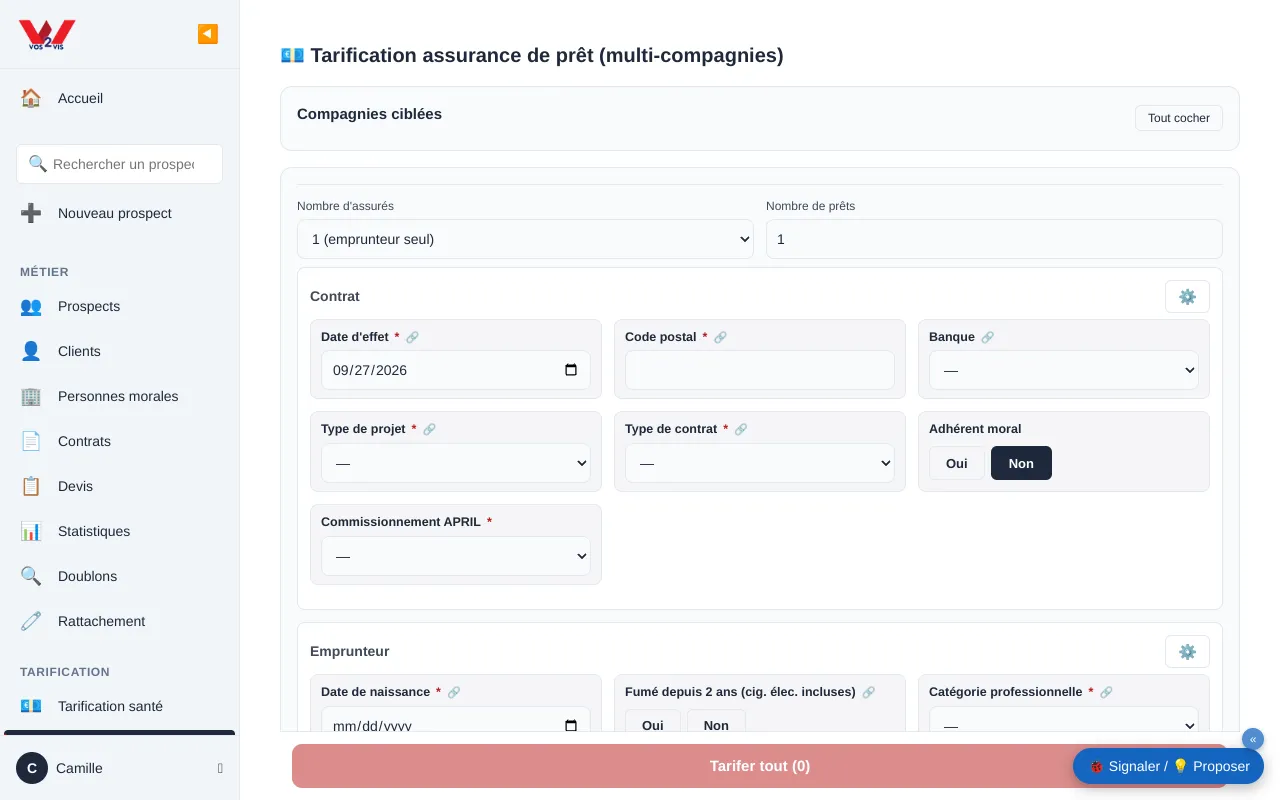 La saisie commune de la tarification assurance de prêt